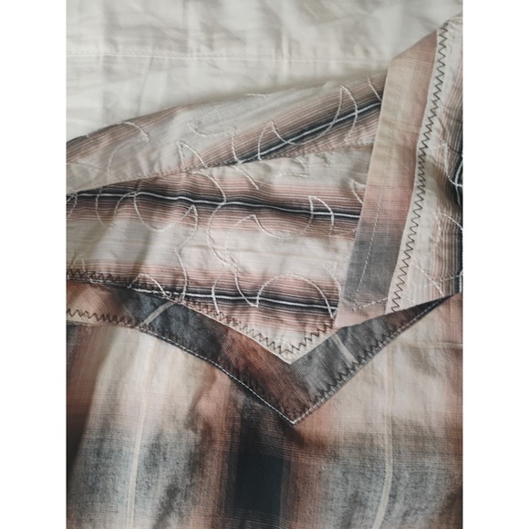 Mens B&D by Panhandle Slim Lg Long Sleeve Pearl Snap Shirt Western Wear Brown - Picture 5 of 13